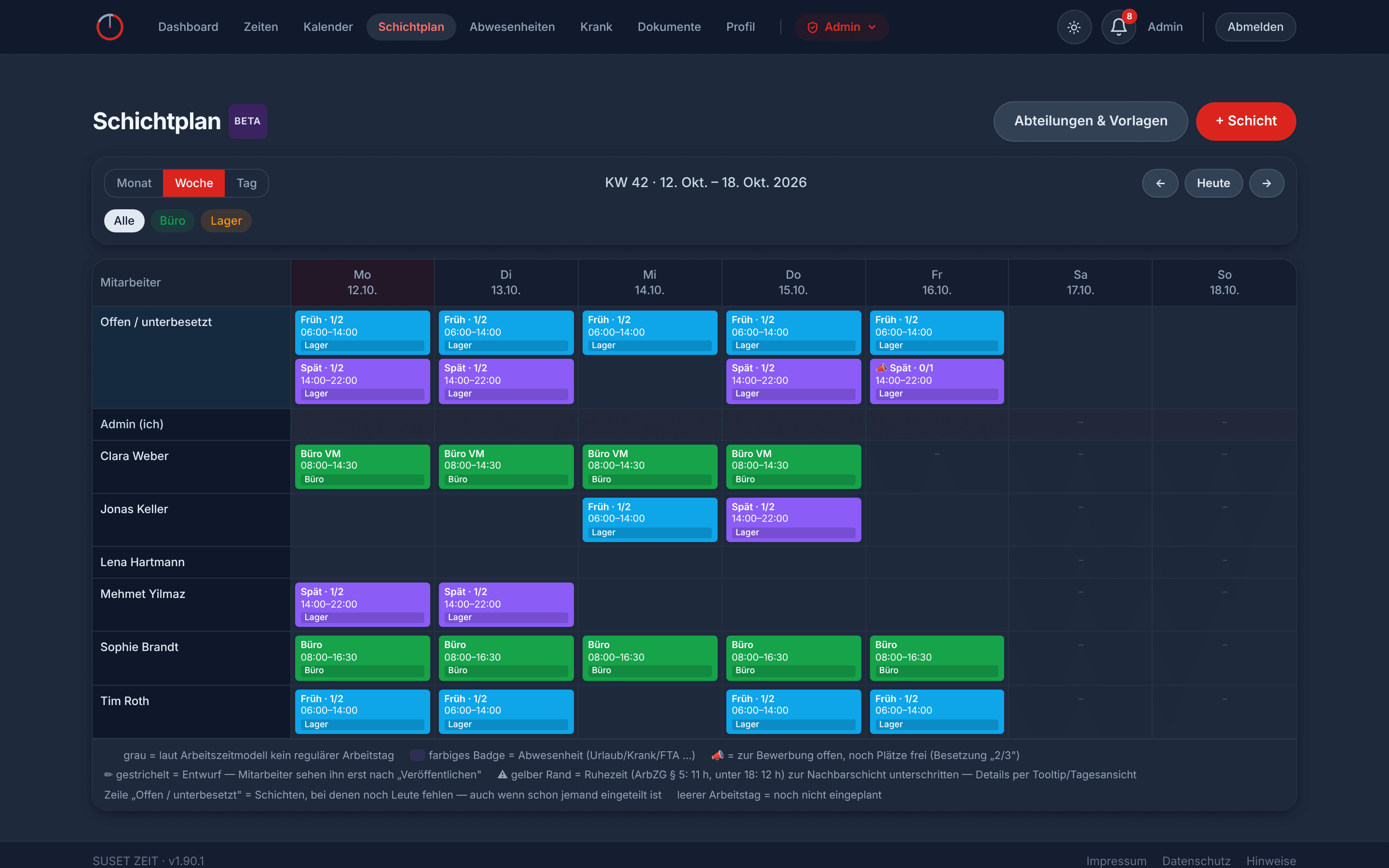 Woche: Dienstplan-Matrix