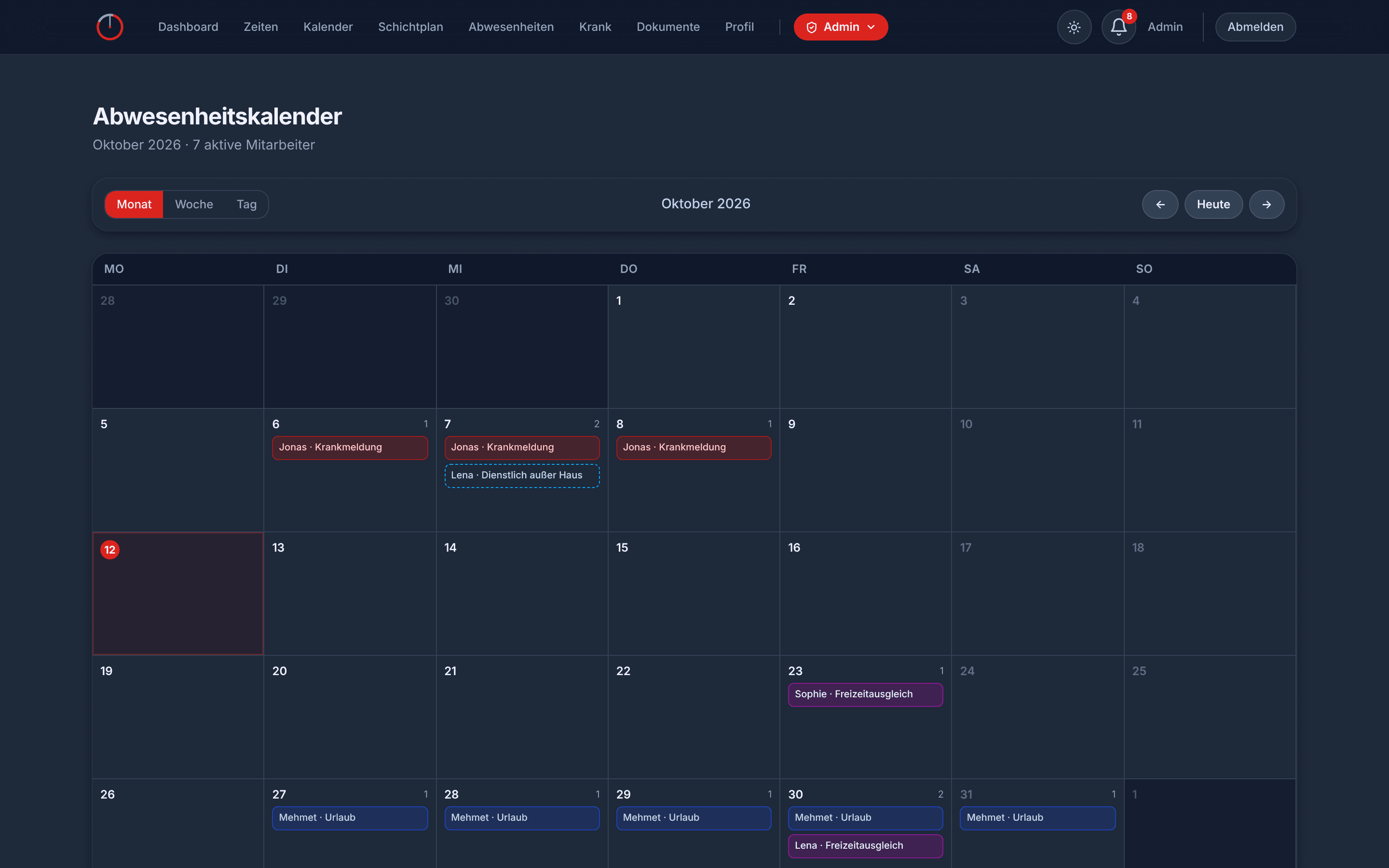 Team-Kalender: Wer ist wann weg?