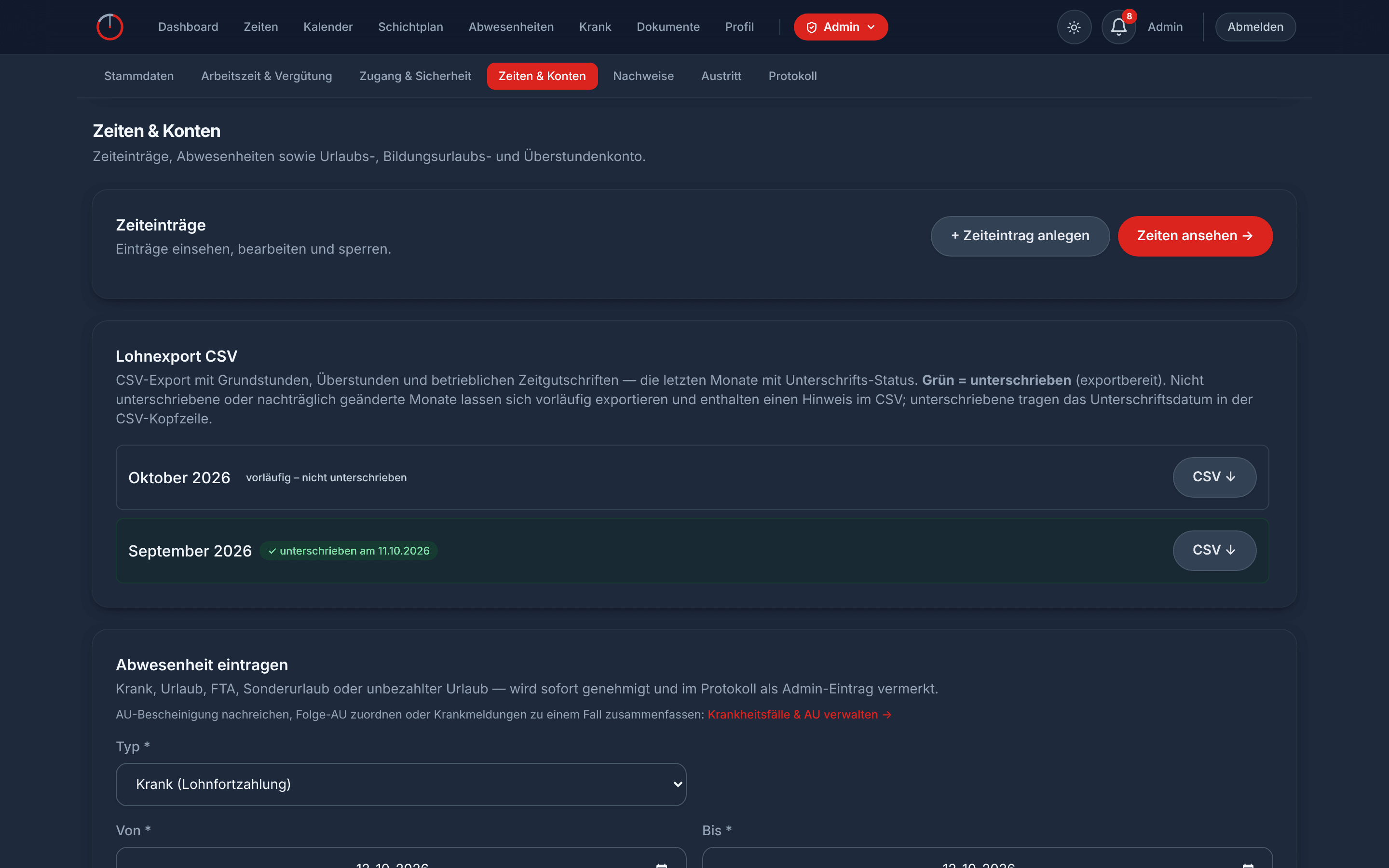 Lohnexport: Lohnexport mit Status